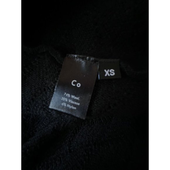 CO Collections Scallop Open Knit Flared Sleeves Turtleneck Sweater Wool Blend XS - Picture 7 of 8